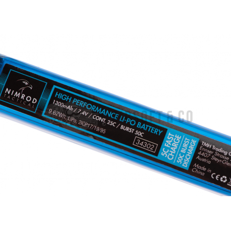 Batterie LiPo 7.4 v 1300 mAh 25C Buffer Tube