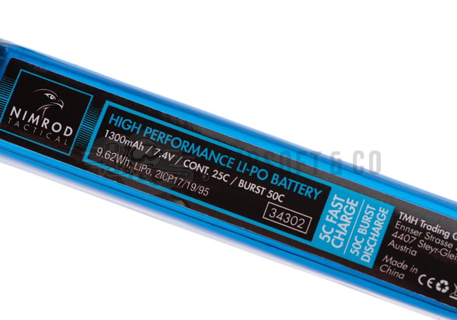 Batterie LiPo 7.4 v 1300 mAh 25C Buffer Tube